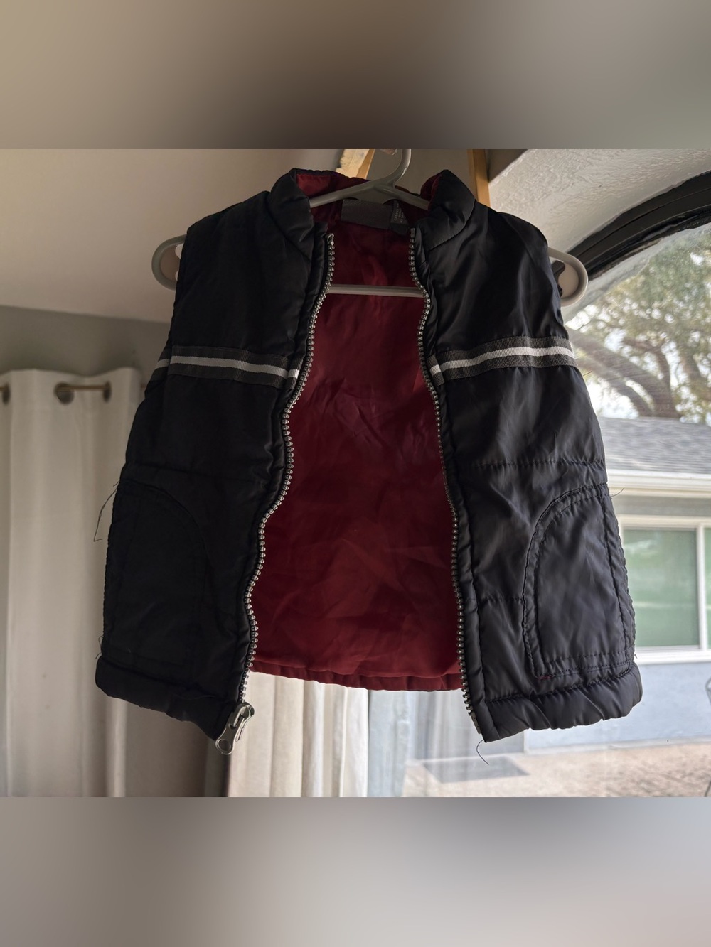 Kids Headquarters Black Puffer Vest with Burgundy Interior